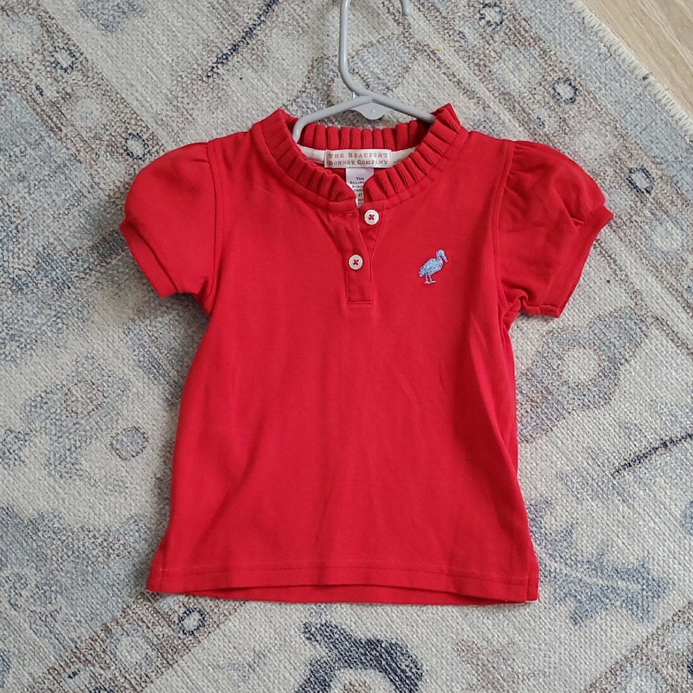 The Beafort Bonnet Company Girls Little Miss Prim And Proper Polo Shirt Red Sz2T